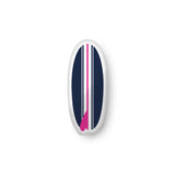 Hot Pink, White and Navy Blue Surfboard Shaped Throw Pillow