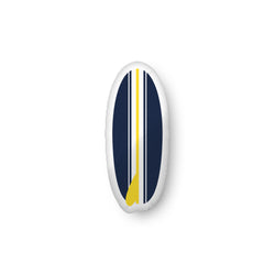 Yellow, White and Navy Blue Surfboard Shaped Throw Pillow