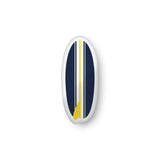 Yellow, White and Navy Blue Surfboard Shaped Throw Pillow