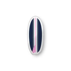 Pink, White and Navy Blue Surfboard Shaped Throw Pillow