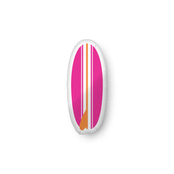 Orange, White and Hot Pink Surfboard Shaped Throw Pillow