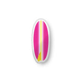 Yellow, White and Hot Pink Surfboard Shaped Throw Pillow