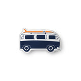 Navy Blue and Orange Surf Bus Shaped Throw Pillow from Surfer Bedding