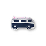 Navy Blue and Pink Surf Bus Shaped Throw Pillow from Surfer Bedding