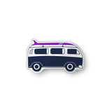 Navy Blue and Purple Surf Bus Shaped Throw Pillow from Surfer Bedding™️