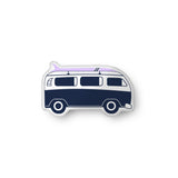 Navy Blue and Lavender Surf Bus Shaped Throw Pillow from Surfer Bedding™️