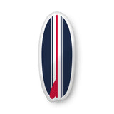 Red, White and Blue Surfboard Shaped Throw Pillow