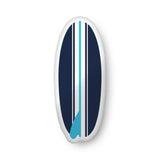 Aqua, White and Navy Blue Surfboard Shaped Throw Pillow