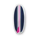 Hot Pink, White and Navy Blue Surfboard Shaped Throw Pillow