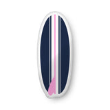 Pink, White and Navy Blue Surfboard Shaped Throw Pillow