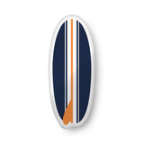 Orange, White and Navy Blue Surfboard Shaped Throw Pillow