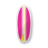 Yellow, White and Hot Pink Surfboard Shaped Throw Pillow