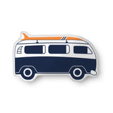 Navy Blue and Orange Surf Bus Shaped Throw Pillow from Surfer Bedding™️