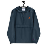 Extremely Stoked Champion Navy Blue Packable Windbreaker Jacket -Orange Wave