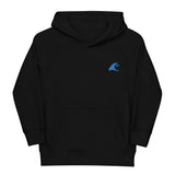 Kids Black Eco Organic Hoodie with Extremely Stoked®️ Aqua Epic Wave Logo