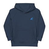 Kids Navy Blue Eco Organic Hoodie with Extremely Stoked®️ Aqua Epic Wave Logo