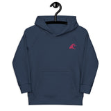 Kids Navy Blue Eco Organic Hoodie with Extremely Stoked®️ Hot Pink Epic Wave Logo