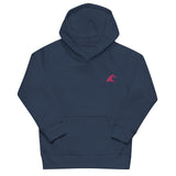 Kids Navy Blue Eco Organic Hoodie with Extremely Stoked Hot Pink Epic Wave Logo