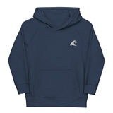 Kids Navy Blue Eco Organic Hoodie with Extremely Stoked®️ White Epic Wave Logo