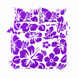 Purple Hawaiian Flowers on White Duvet Cover – Large Scale – Extremely Stoked® Eco Luxe Beach Bedding