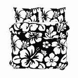 Black & White Hawaiian Flowers Duvet Cover – Large Scale – Extremely Stoked® Eco Luxe Beach Bedding