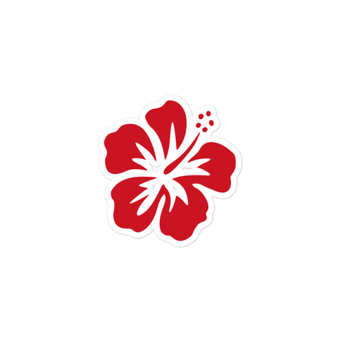 Red Hibiscus Flower Surf Sticker - Extremely Stoked