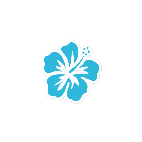 Aqua Blue Hibiscus Flower Surf Sticker - Extremely Stoked