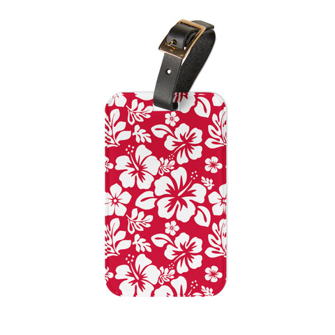 red and white hawaiian luggage tag