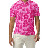 Men’s Raspberry Pinks Hawaiian Aloha Polo Shirt -Slim Fit