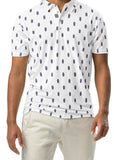 Slim Fit Men’s Surf Style Polo Shirt – Navy Blue, White and Hot Pink Classic Surfboards by Extremely Stoked®