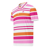 Men’s Hot Pink, Pink, Orange and White Classic Surf Stripes Polo Shirt -Slim Fit