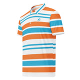 Men’s Aqua Blue, Orange and White Classic Surf Stripes Polo Shirt -Slim Fit