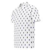 Navy Blue, White and Purple Mini Classic Surfboards Men's Polo Shirt