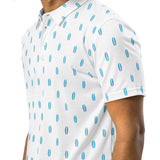 Aqua Blue and Pink Mini Classic Surfboards Men's Polo Shirt