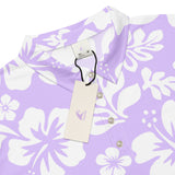 Men’s Lavender and White Hawaiian Aloha Polo Shirt -Slim Fit