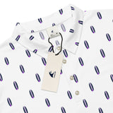 Navy Blue, White and Purple Mini Classic Surfboards Men's Polo Shirt