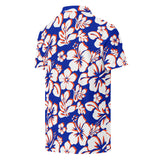 Men’s Royal Blue, White and Orange Hawaiian Aloha Polo Shirt -Slim Fit