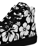 Men's Black and White Hawaiian Print High Top Shoes