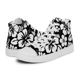 Men's Black and White Hawaiian Print High Top Shoes - Extremely Stoked