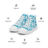 Men's Aqua Blue and White Hawaiian Print High Top Shoes - Extremely Stoked