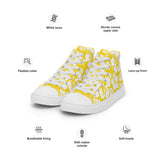 Men’s Yellow and White Hawaiian Print High Top Shoes - Extremely Stoked