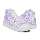 Mens Lavender and White Hawaiian Flowers High Top Shoes - Extremely Stoked
