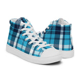 Ocean Blues Preppy Surfer Plaid High Top Canvas Shoes