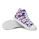 Men’s Royal Blue, Orange and White Hawaiian Print High Top Shoes