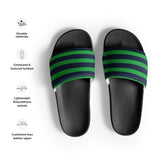 Classic Navy Blue and Green Beach Stripes Men’s Slides