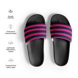 Classic Navy Blue and Hot Pink Beach Stripes Men’s Slides