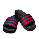 Classic Navy Blue and Red Beach Stripes Men’s Slides