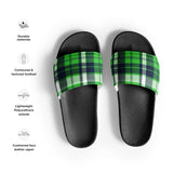 Lime Green and Navy Blue Preppy Surfer Plaid Men’s Slides Sandals