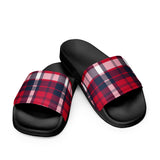 Red and Navy Blue Preppy Surfer Plaid Men’s Slides Sandals