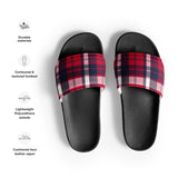 Red and Navy Blue Preppy Surfer Plaid Men’s Slides Sandals